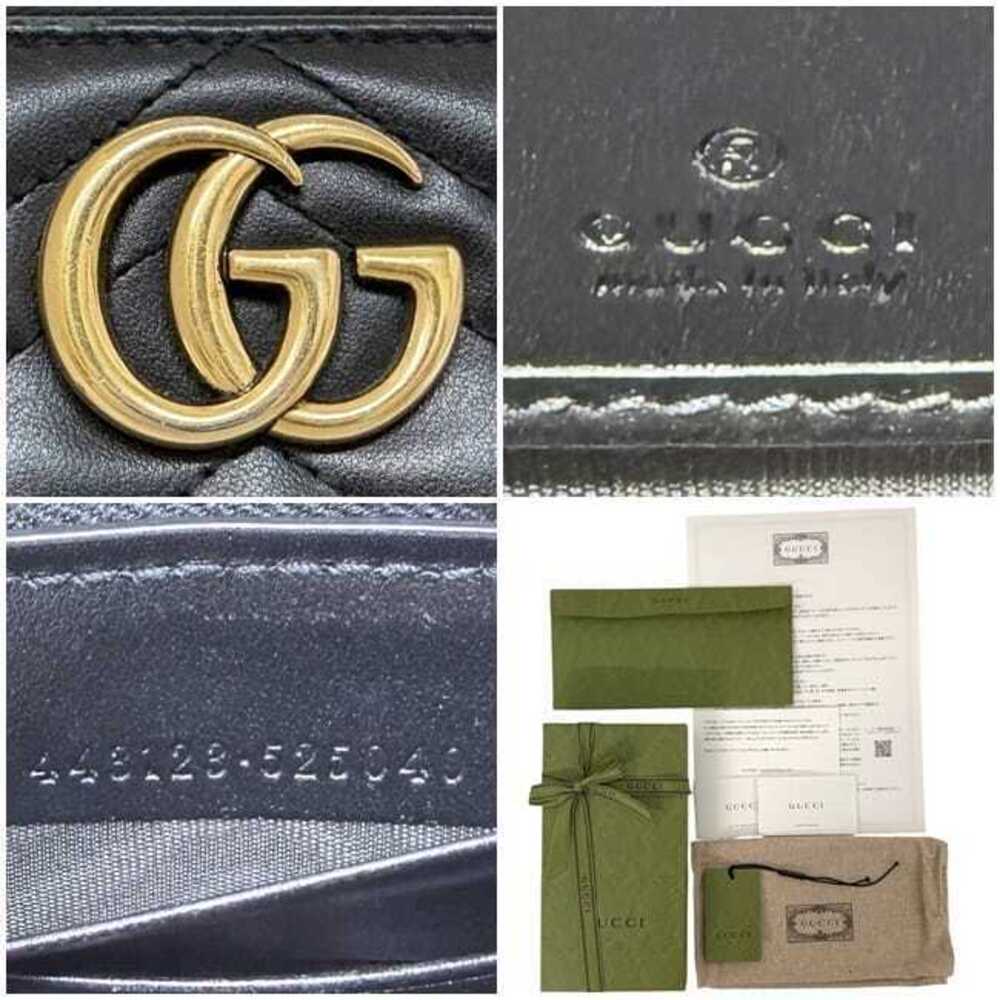 Gucci Round Zipper Long Wallet Black GG Marmont Leather Gold Stitch - Picture 3 of 9